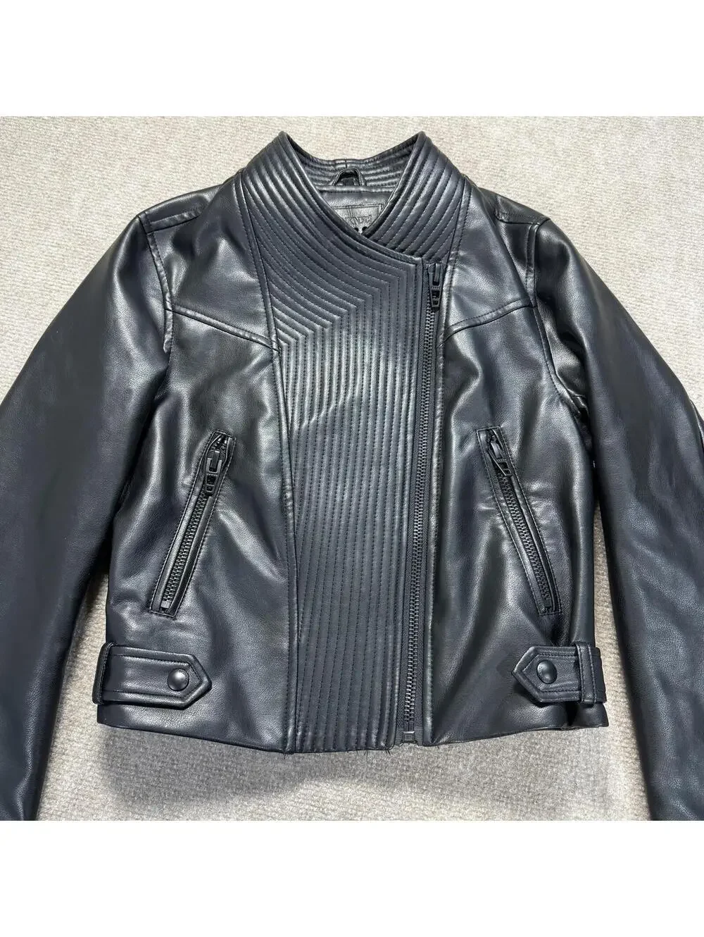 [BLANKNYC] Vegan Leather Moto Jacket Black Quilted Ribbed XS Crop Biker